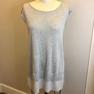 Eileen Fisher Gray and White Tunic Top